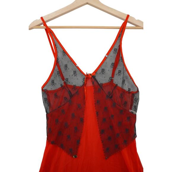 Yandy Red & Black Sheer Skull Lace Slip Dress L/XL – Gothic Punk Mesh Babydoll - Picture 3 of 11